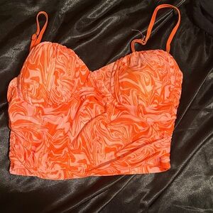 Vibrant Orange Swirl Crop Top